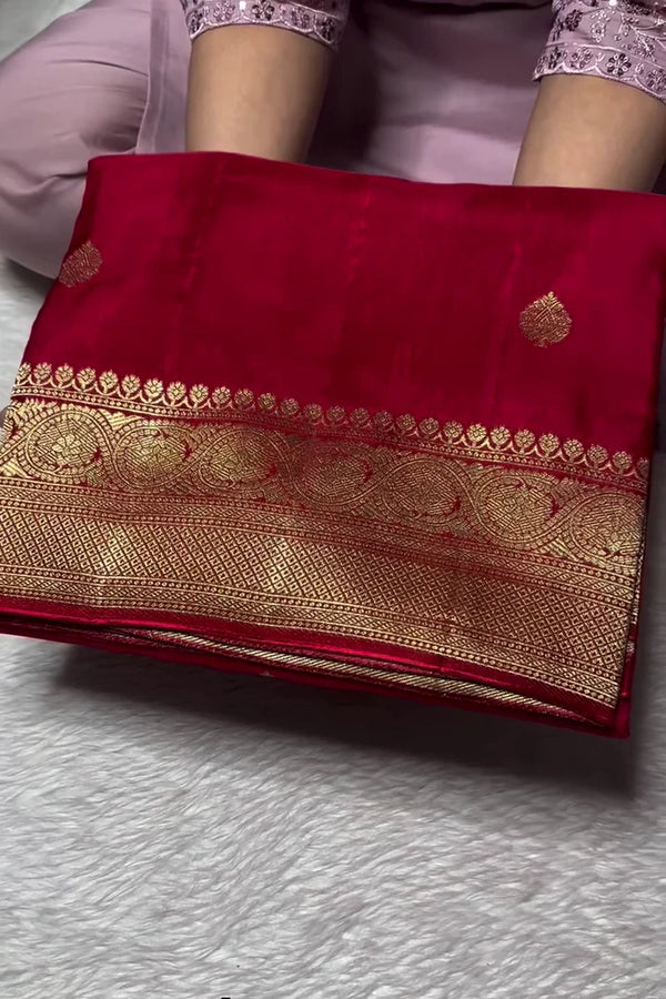 Red Georgette Silk Banarasi Saree