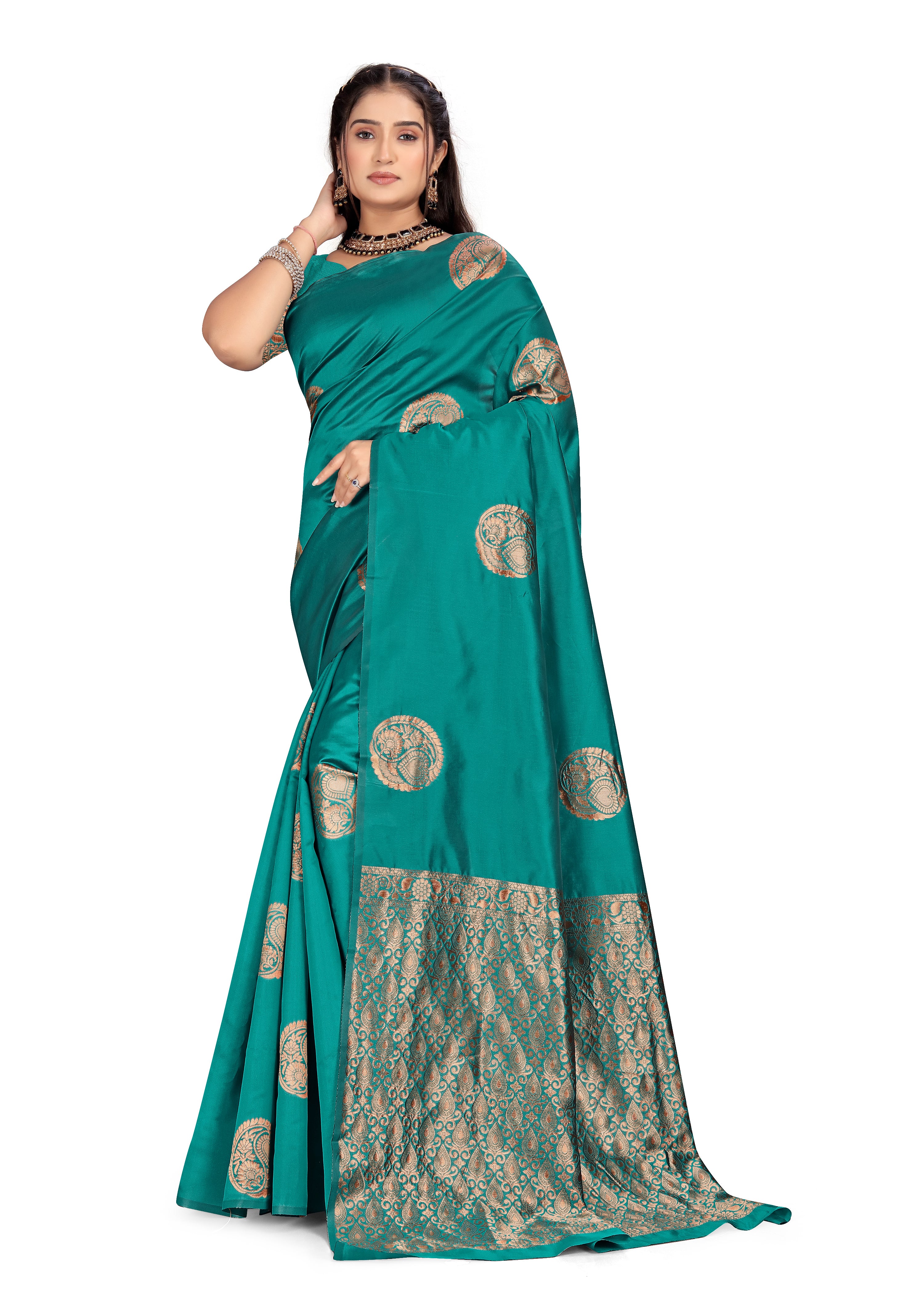 Traditional Indian Model Wearing a Banarasi Saree