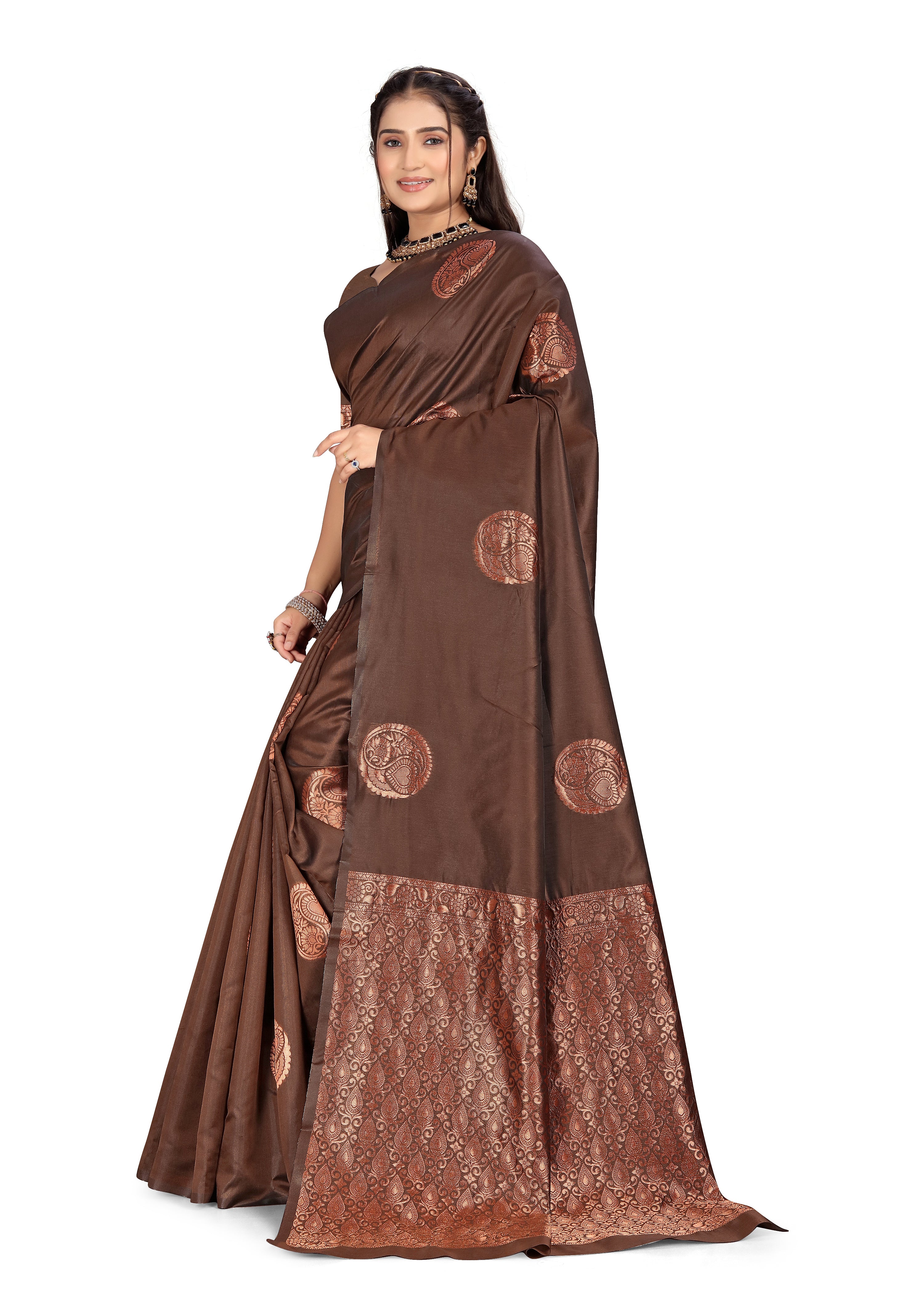 Traditional Indian Model Wearing a Banarasi Saree