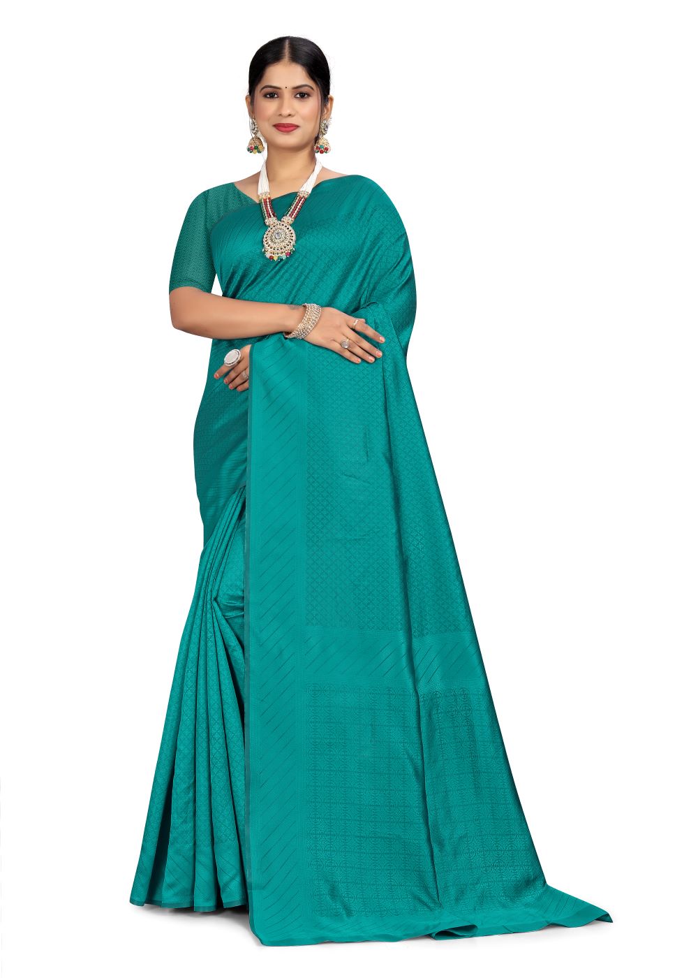Lustrous texture handloom silk saree