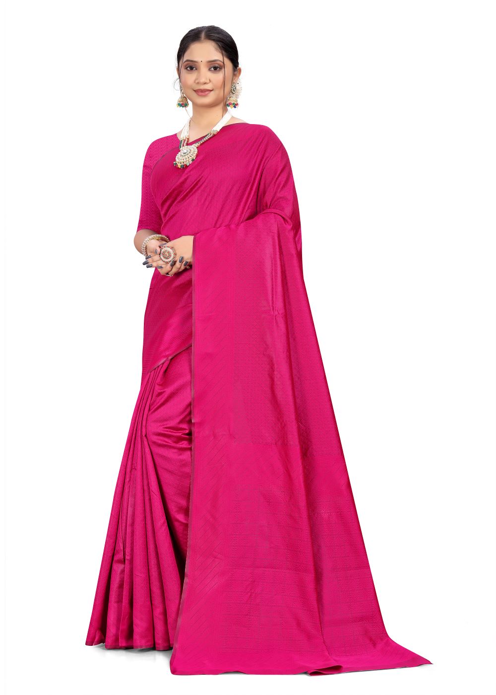 Lustrous texture handloom silk saree