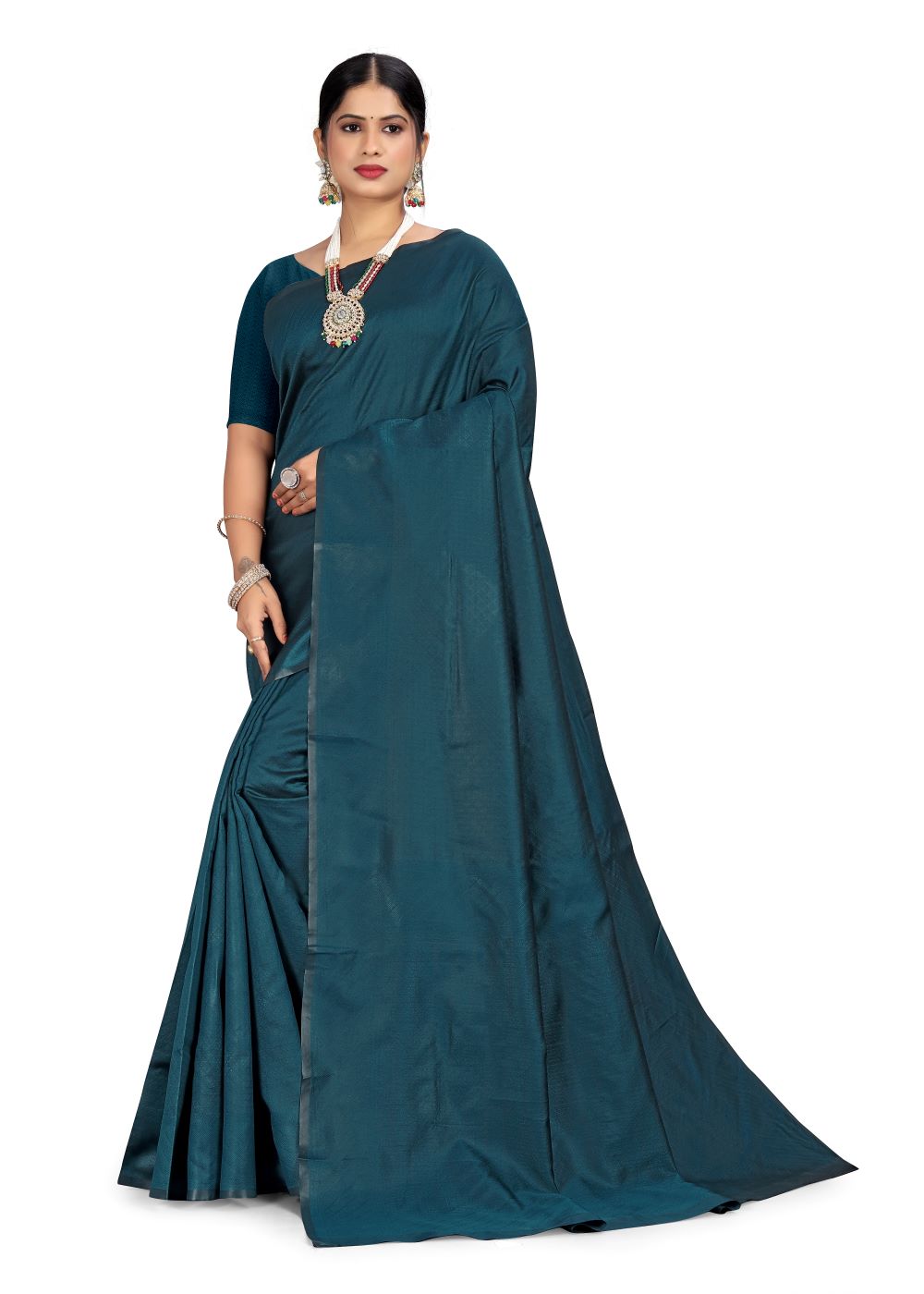 Lustrous texture handloom silk saree