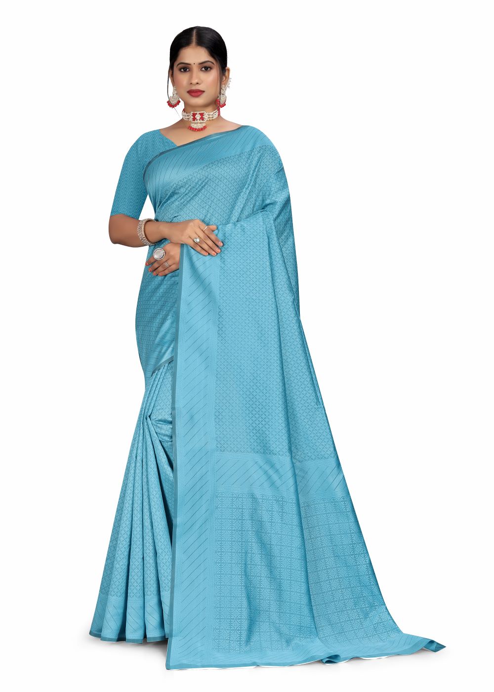 Lustrous texture handloom silk saree