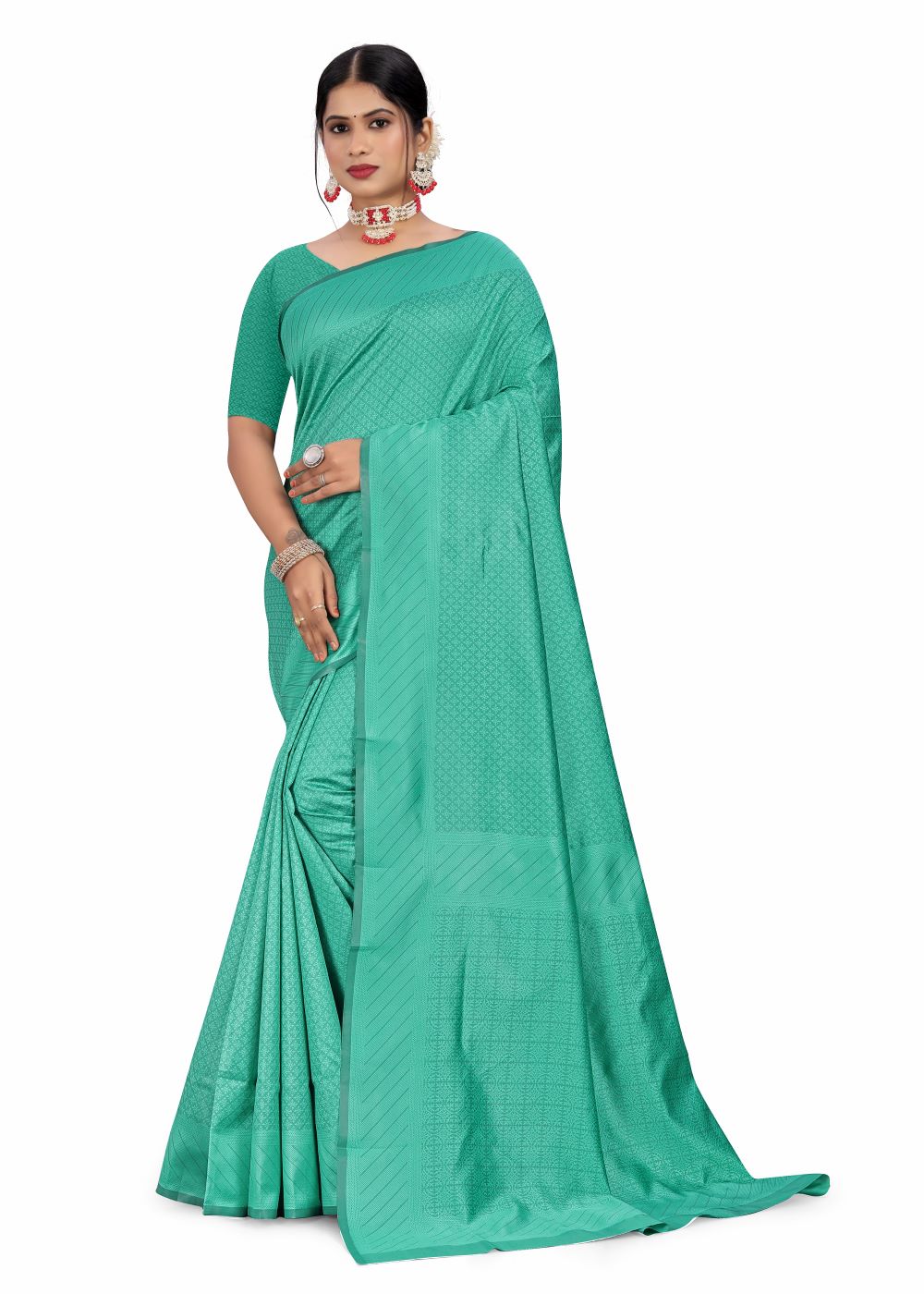 Lustrous texture handloom silk saree