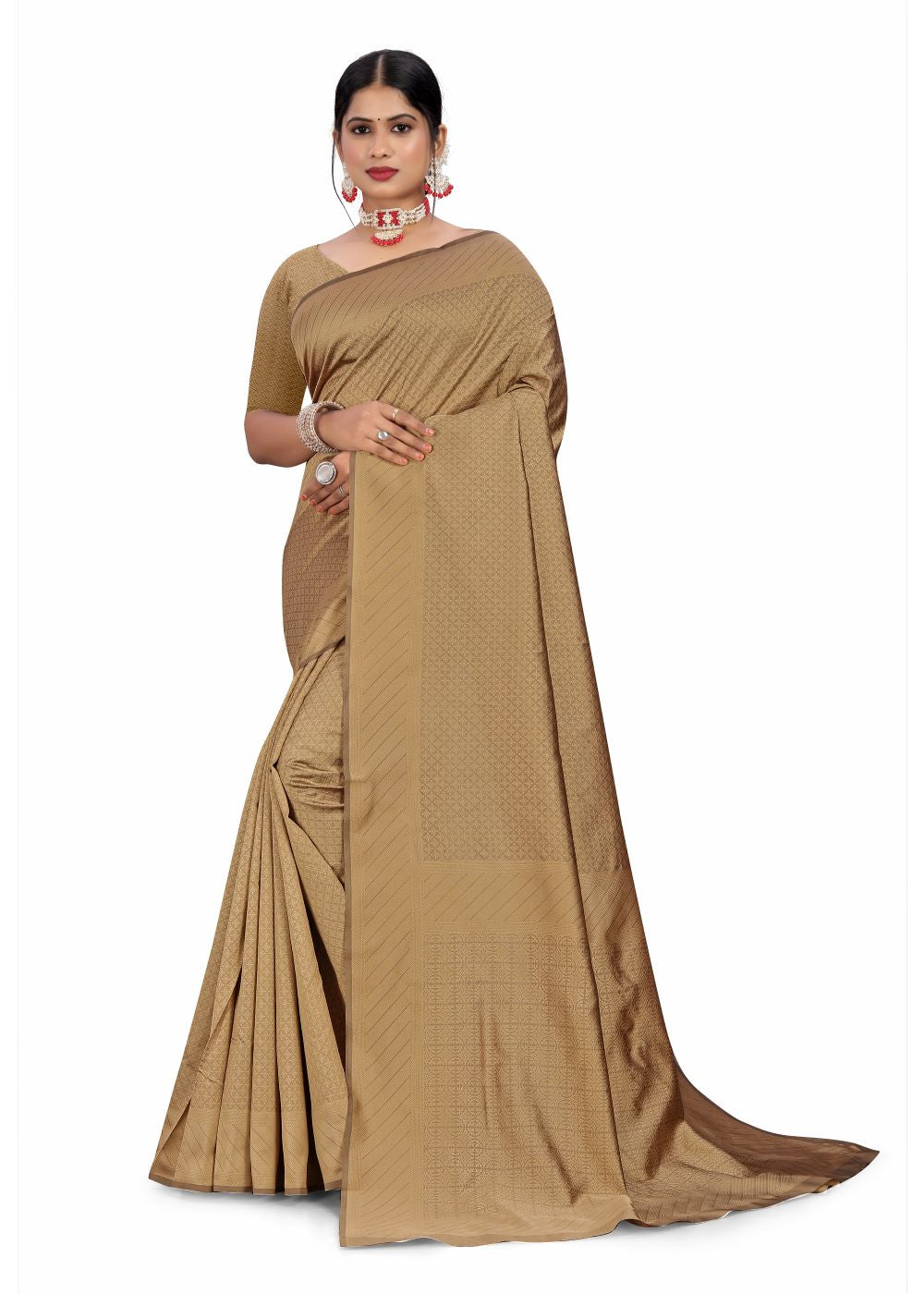 Lustrous texture handloom silk saree