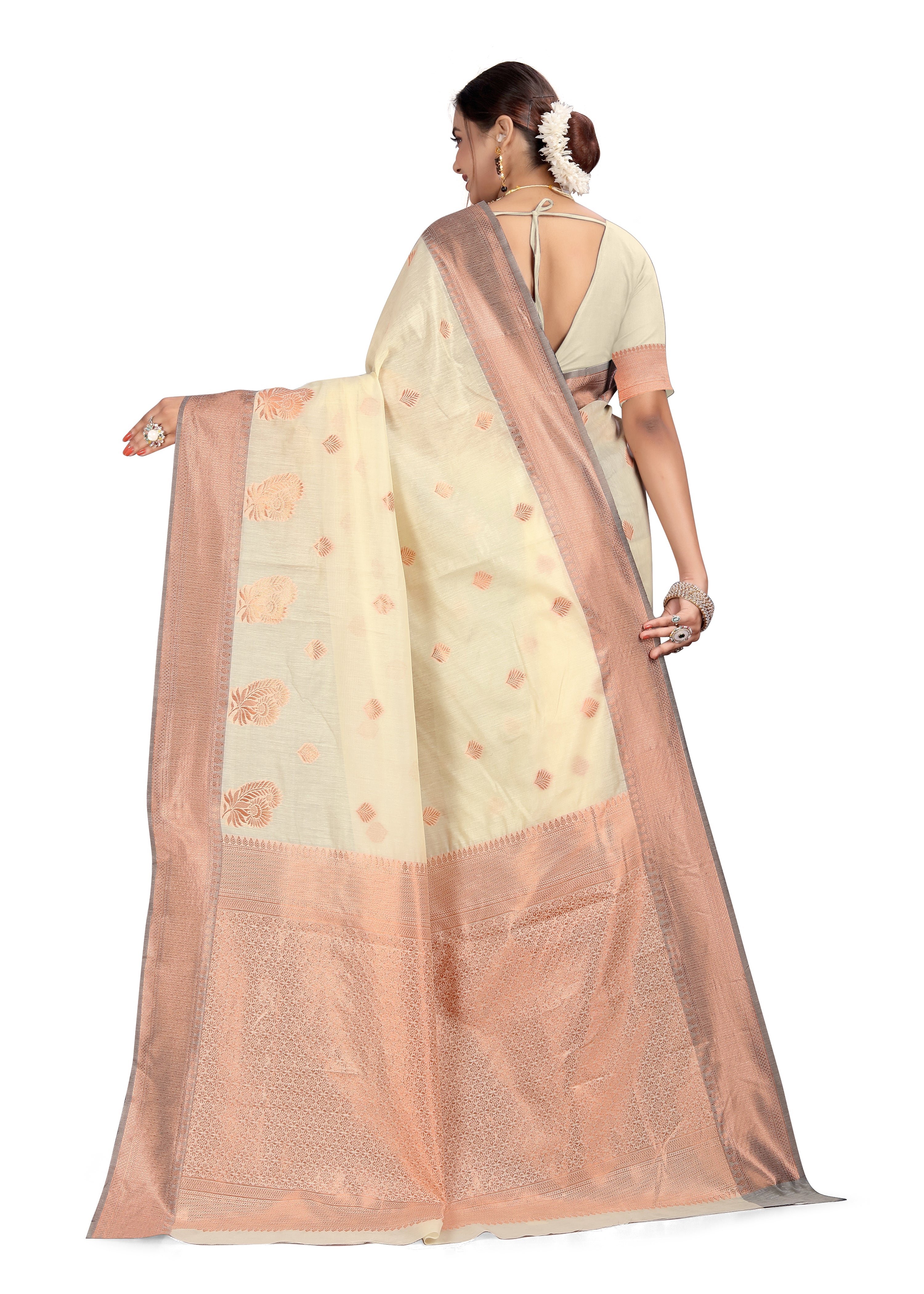 Woven, Self Design Banarasi Cotton Linen Saree