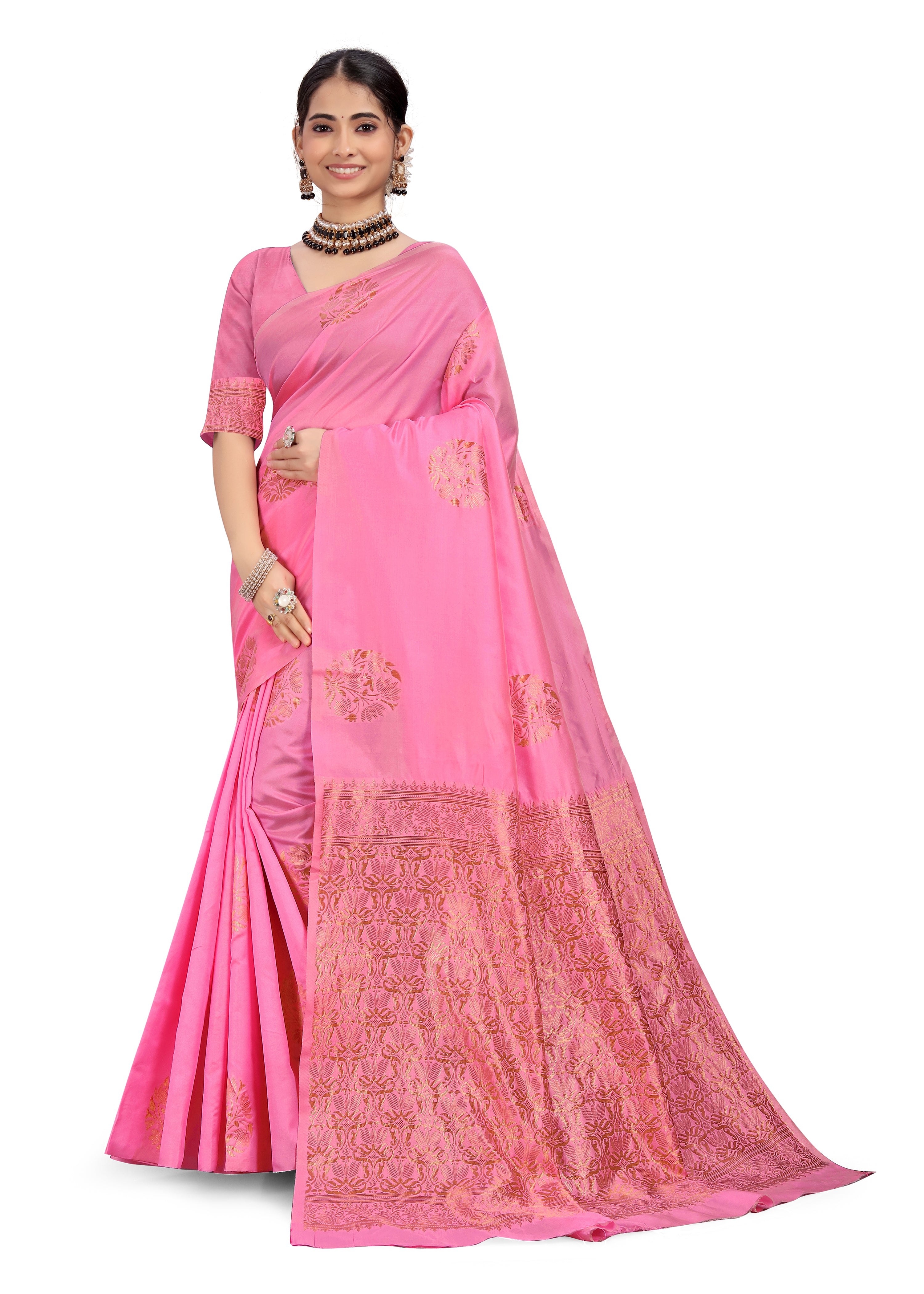 Women's Printed Kanjivaram Pure Silk Pink Saree