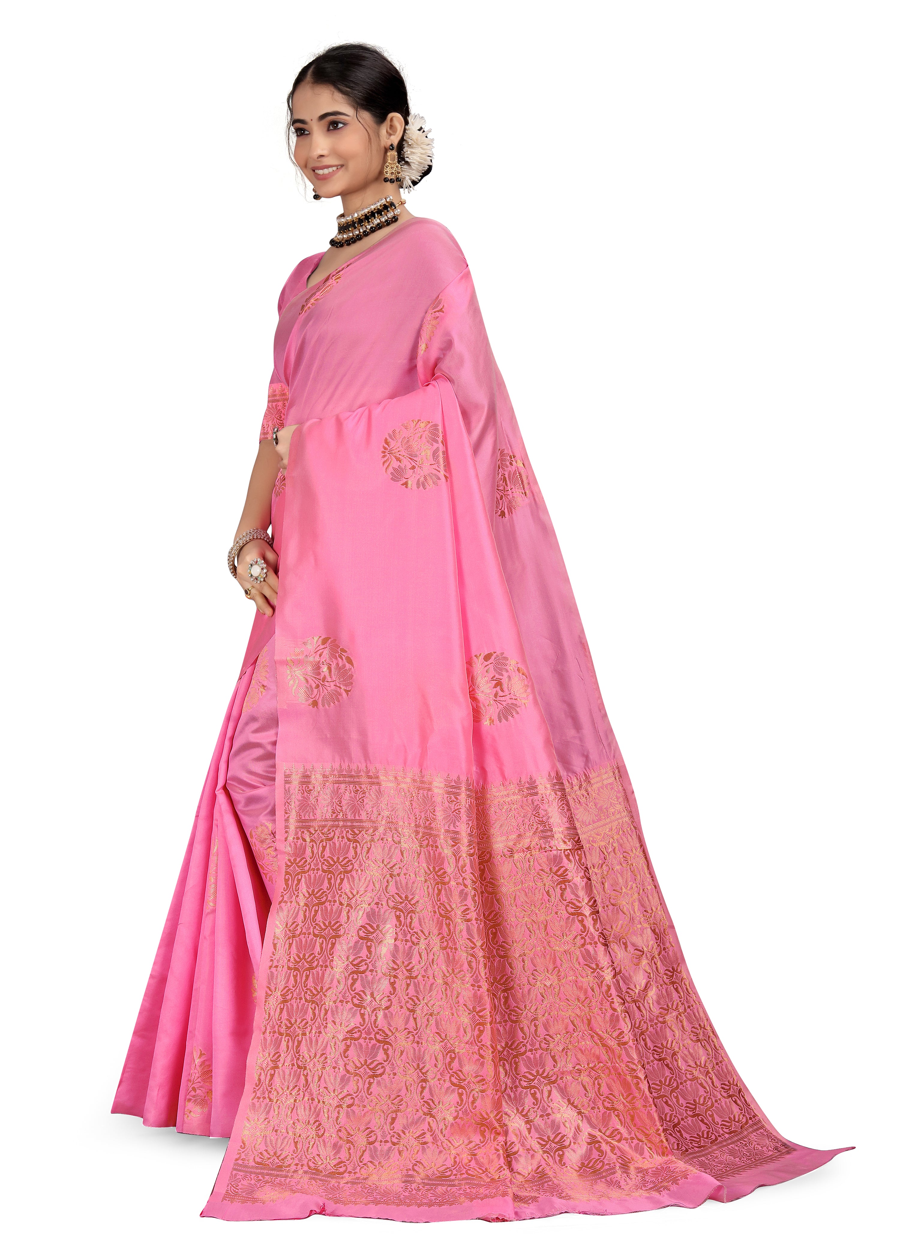 Women's Printed Kanjivaram Pure Silk Pink Saree