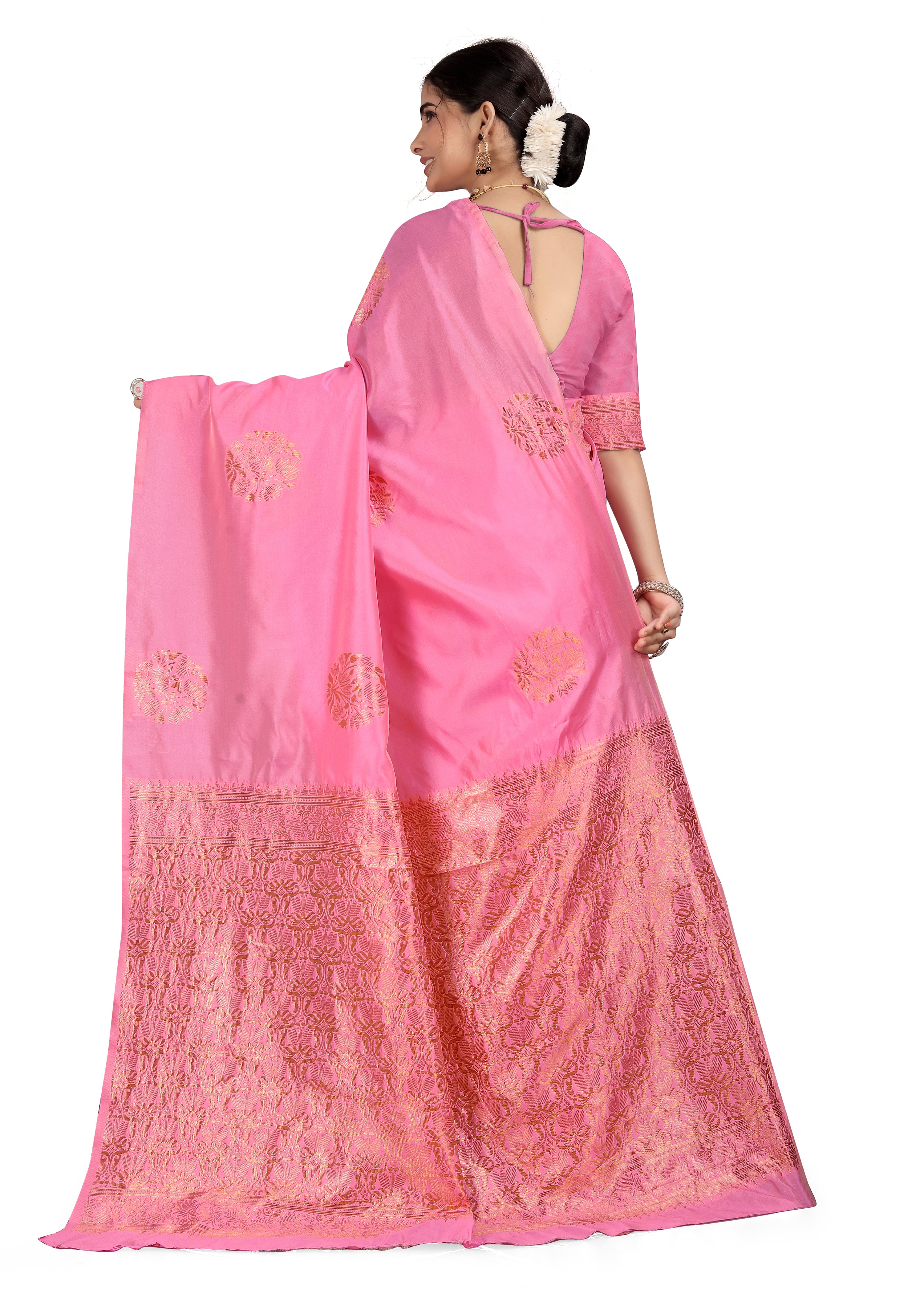 Women's Printed Kanjivaram Pure Silk Pink Saree