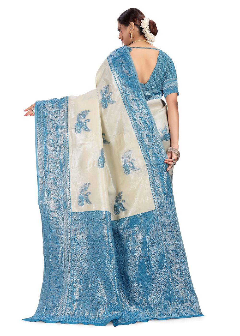 Printed Kanjivaram Pure Silk Multicolor Saree