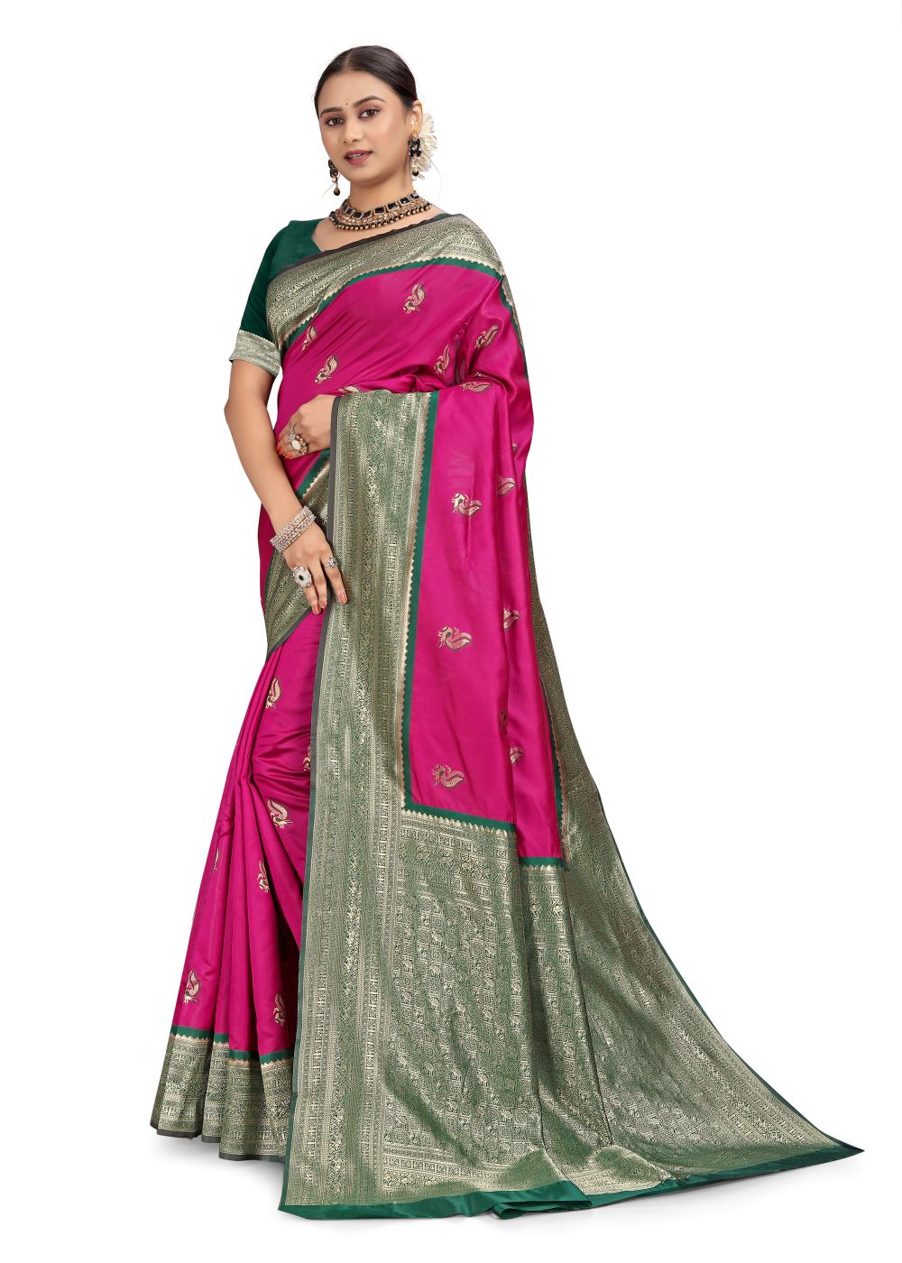 Floral Woven Design Zari Banarasi Saree