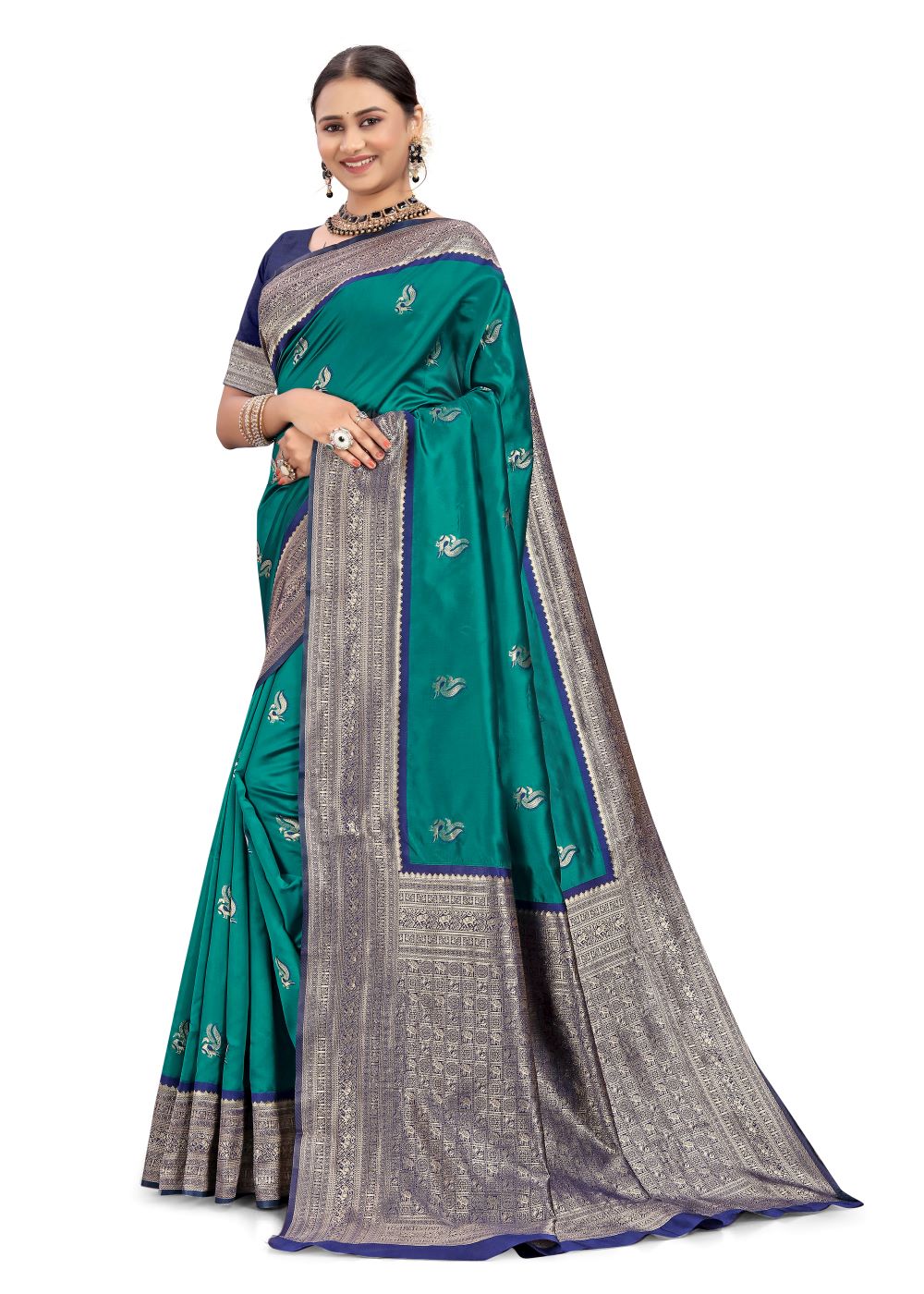 Floral Woven Design Zari Banarasi Saree