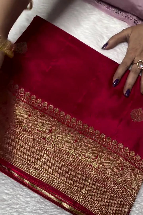 Red Georgette Silk Banarasi Saree