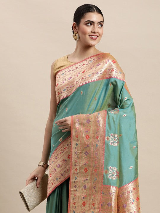 A Kayarani Woven Design Zari Paithani Sarees