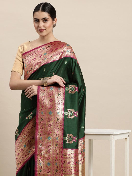 A Kayarani Woven Design Zari Paithani Sarees
