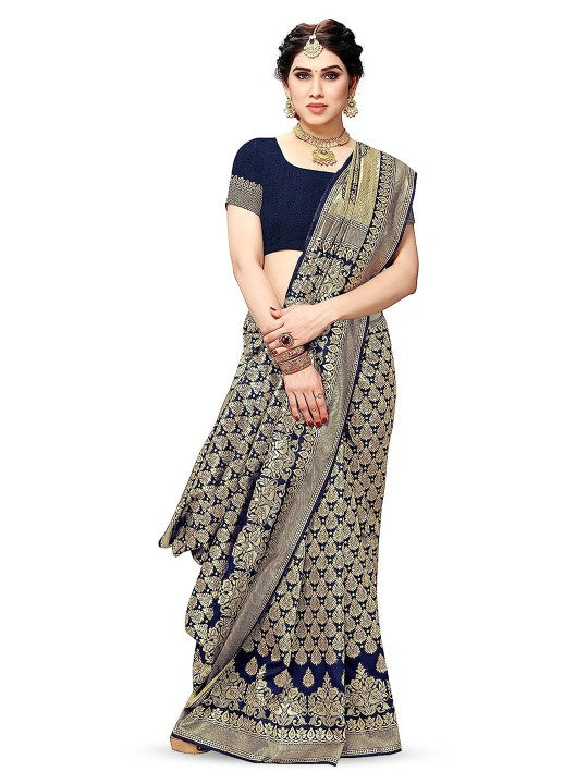 Woven Banarasi Cotton Silk, Jacquard Saree