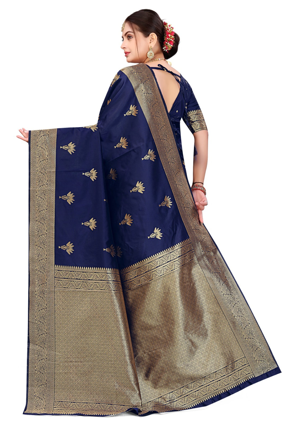 Emerald  Banarasi Silk Saree With Unstitched Blouse Piece