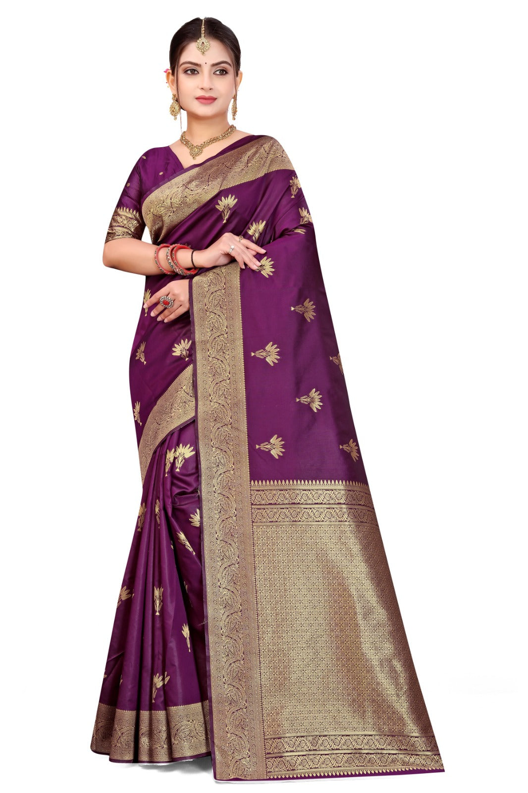 Emerald  Banarasi Silk Saree With Unstitched Blouse Piece