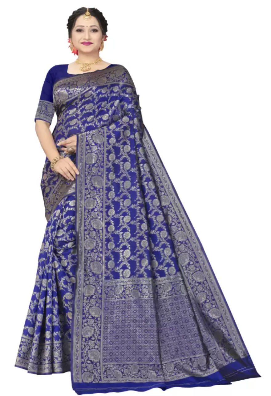 Multi Color Soft Lichi Silk Jacquard All Over Saree