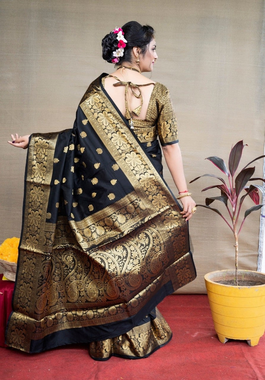 Soft Banarasi Silk Jacquard Saree With Running Blouse Piece