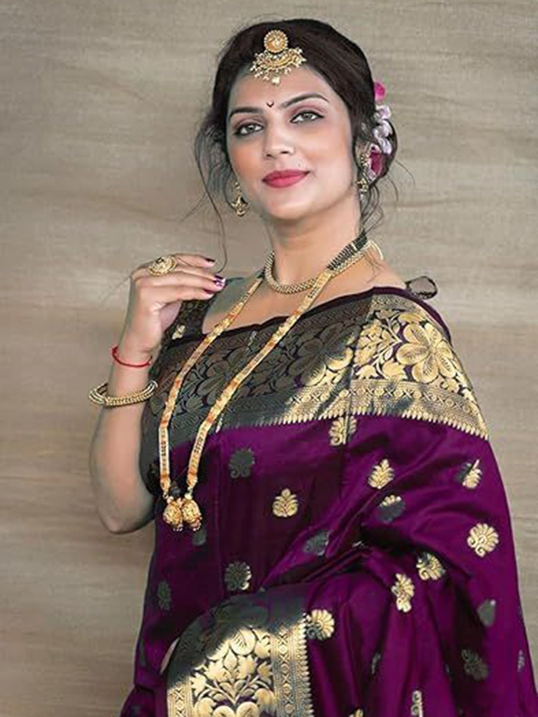 Soft Banarasi Silk Jacquard Saree With Running Blouse Piece