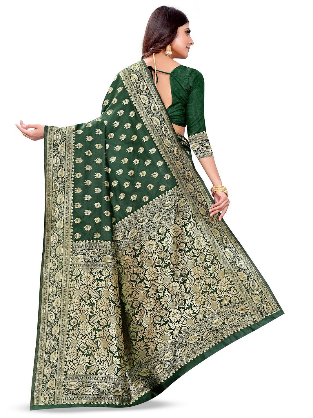 Banarasi Saree Pure Kanjivaram Silk Jacquard Saree With Running Blouse Piece