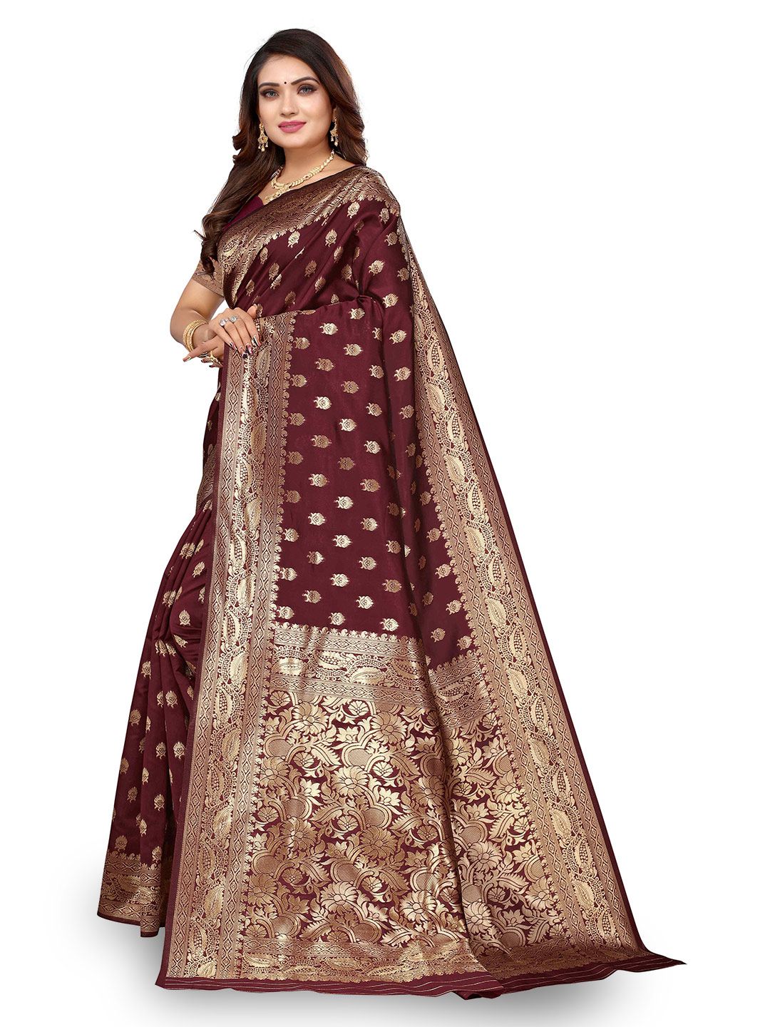 Banarasi Saree Pure Kanjivaram Silk Jacquard Saree With Running Blouse Piece