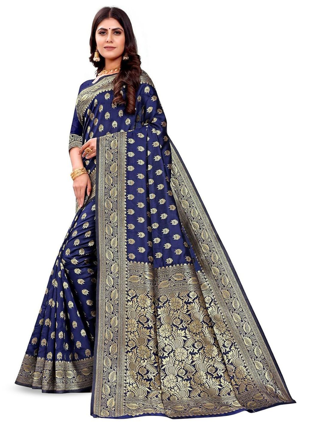 Banarasi Saree Pure Kanjivaram Silk Jacquard Saree With Running Blouse Piece