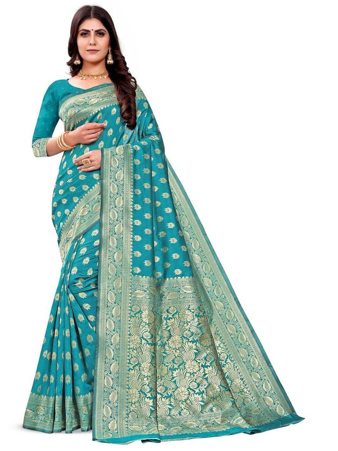 Banarasi Saree Pure Kanjivaram Silk Jacquard Saree With Running Blouse Piece