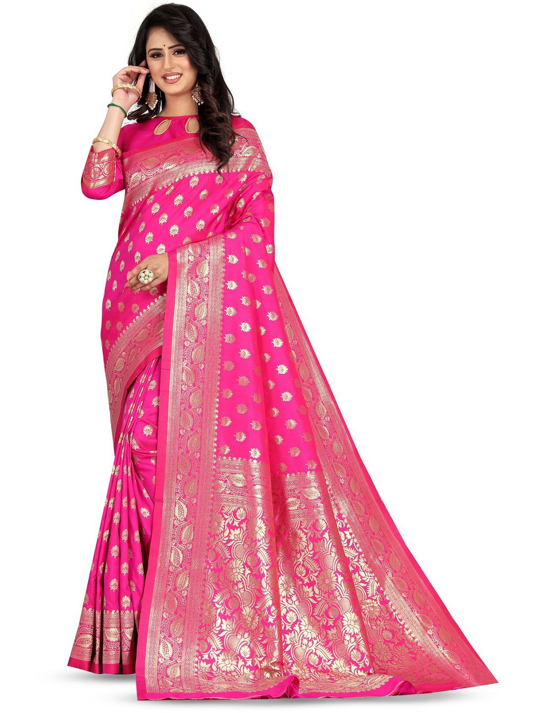 Banarasi Saree Pure Kanjivaram Silk Jacquard Saree With Running Blouse Piece