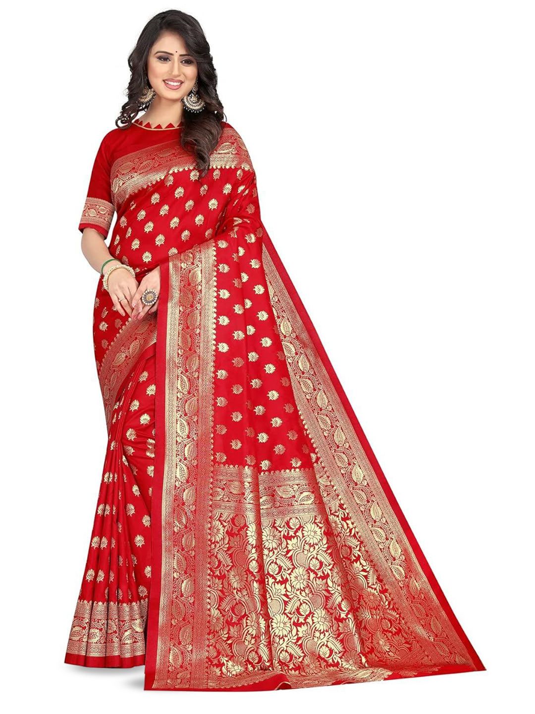 Banarasi Saree Pure Kanjivaram Silk Jacquard Saree With Running Blouse Piece