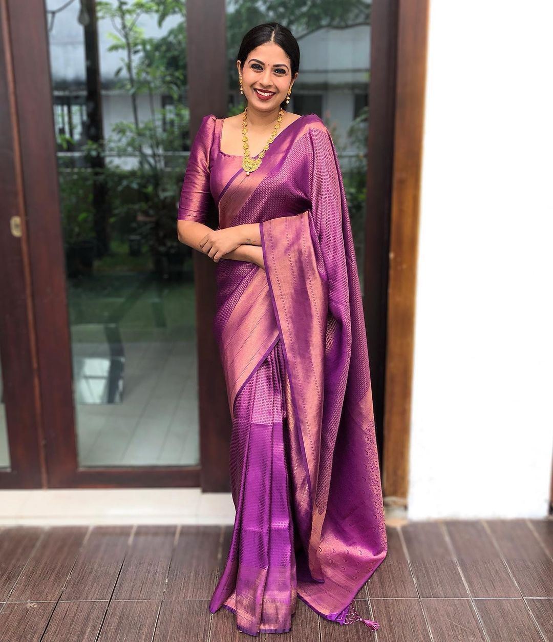 Women's Kanjivaram Soft Silk Saree With Blouse Piece