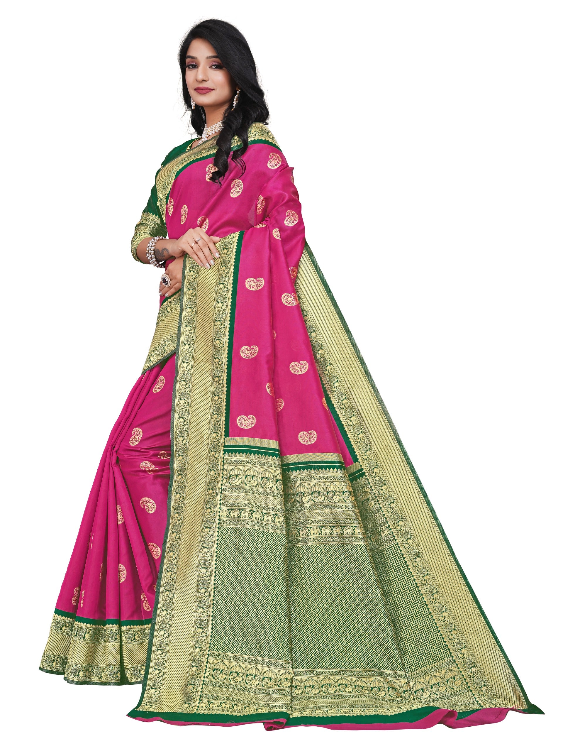 Trendy Jacquard Woven Kanjeevaram Silk Saree