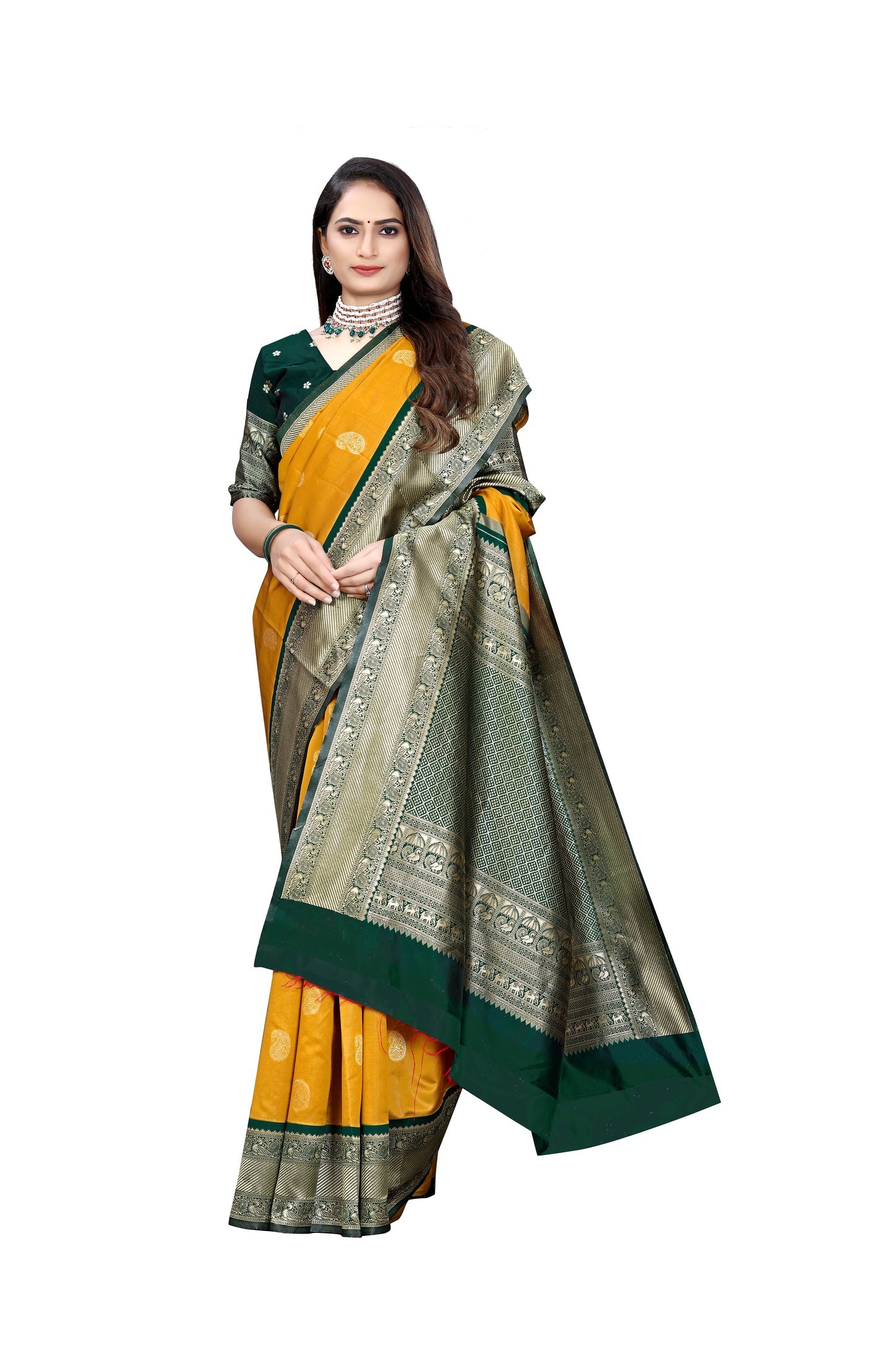 Trendy Jacquard Woven Kanjeevaram Silk Saree