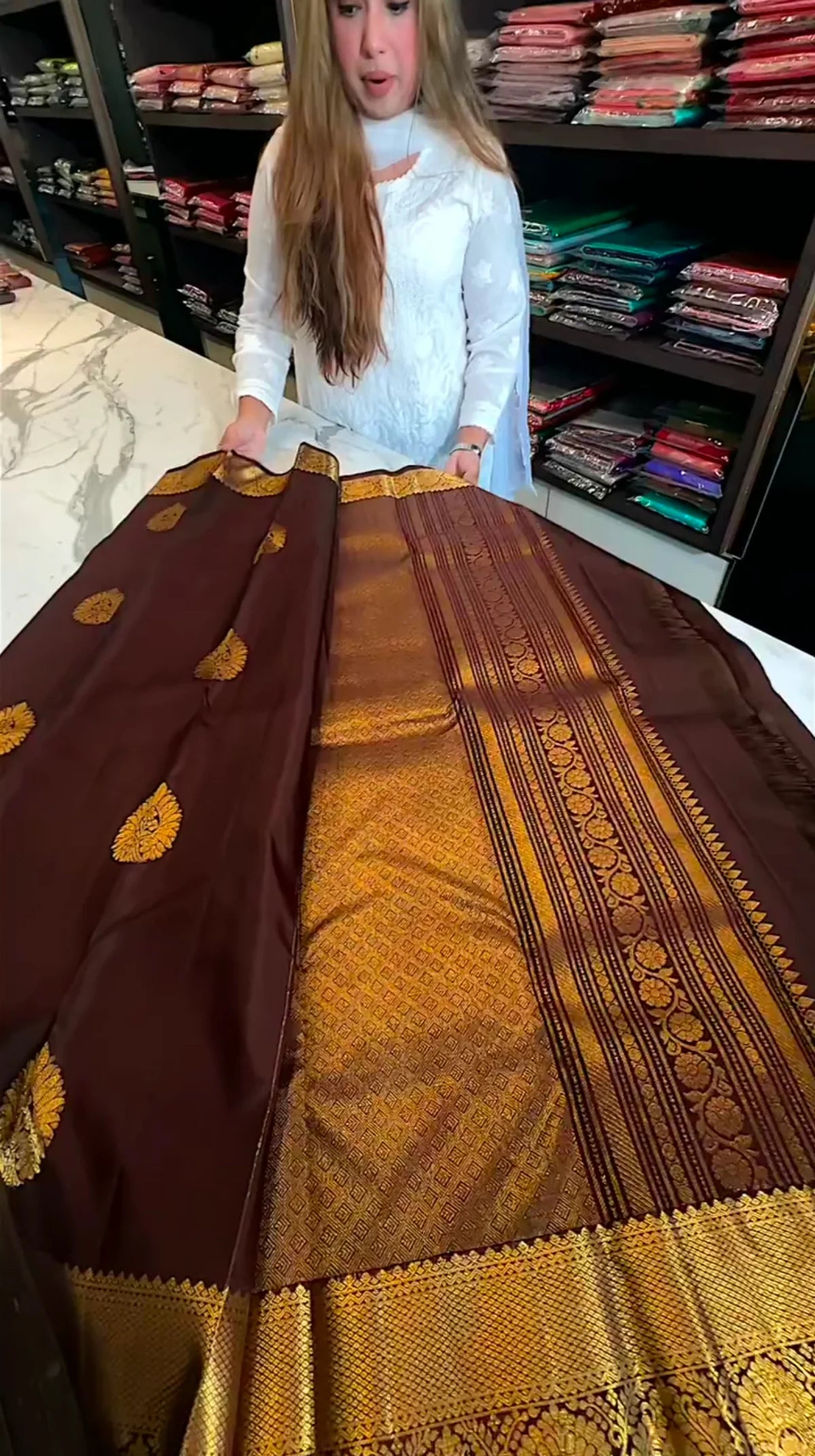 Royal Chocolate Brown Banarasi Silk Saree