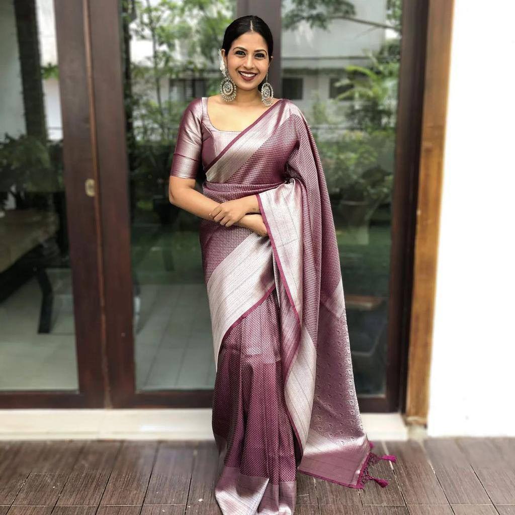 Women's Kanjivaram Soft Silk Saree With Blouse Piece