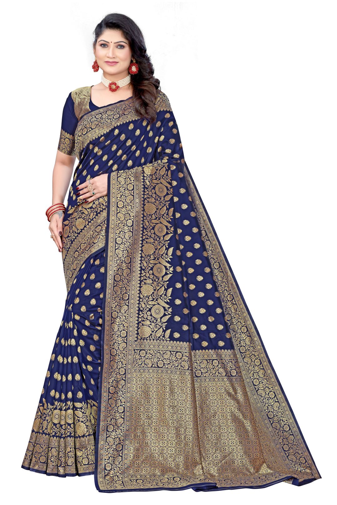 Trendy Designer Banarasi Saree Rich Pallu & Butta Design