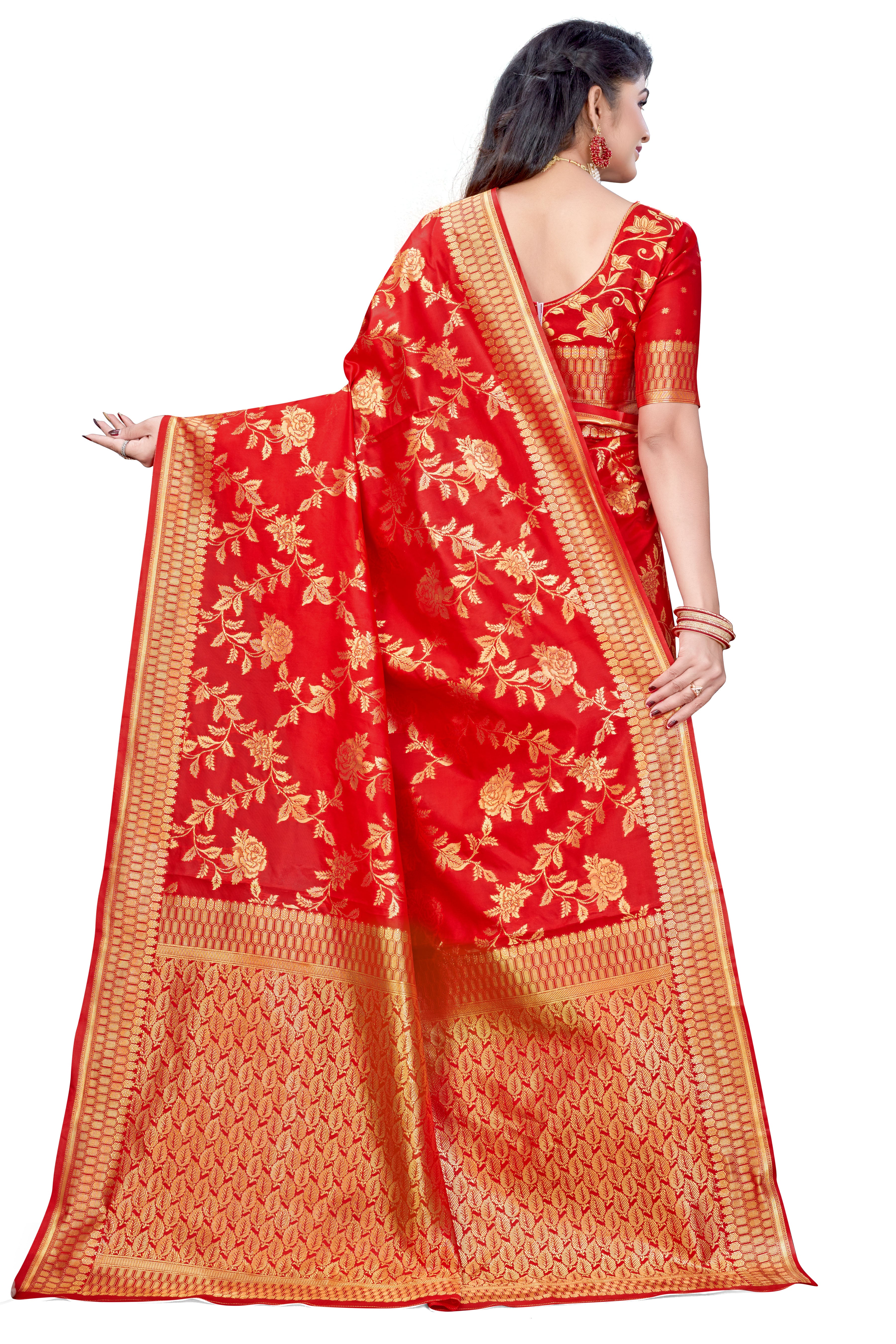 Glamorous Women's Banarasi Silk Saree With Unstitched Blouse Piece