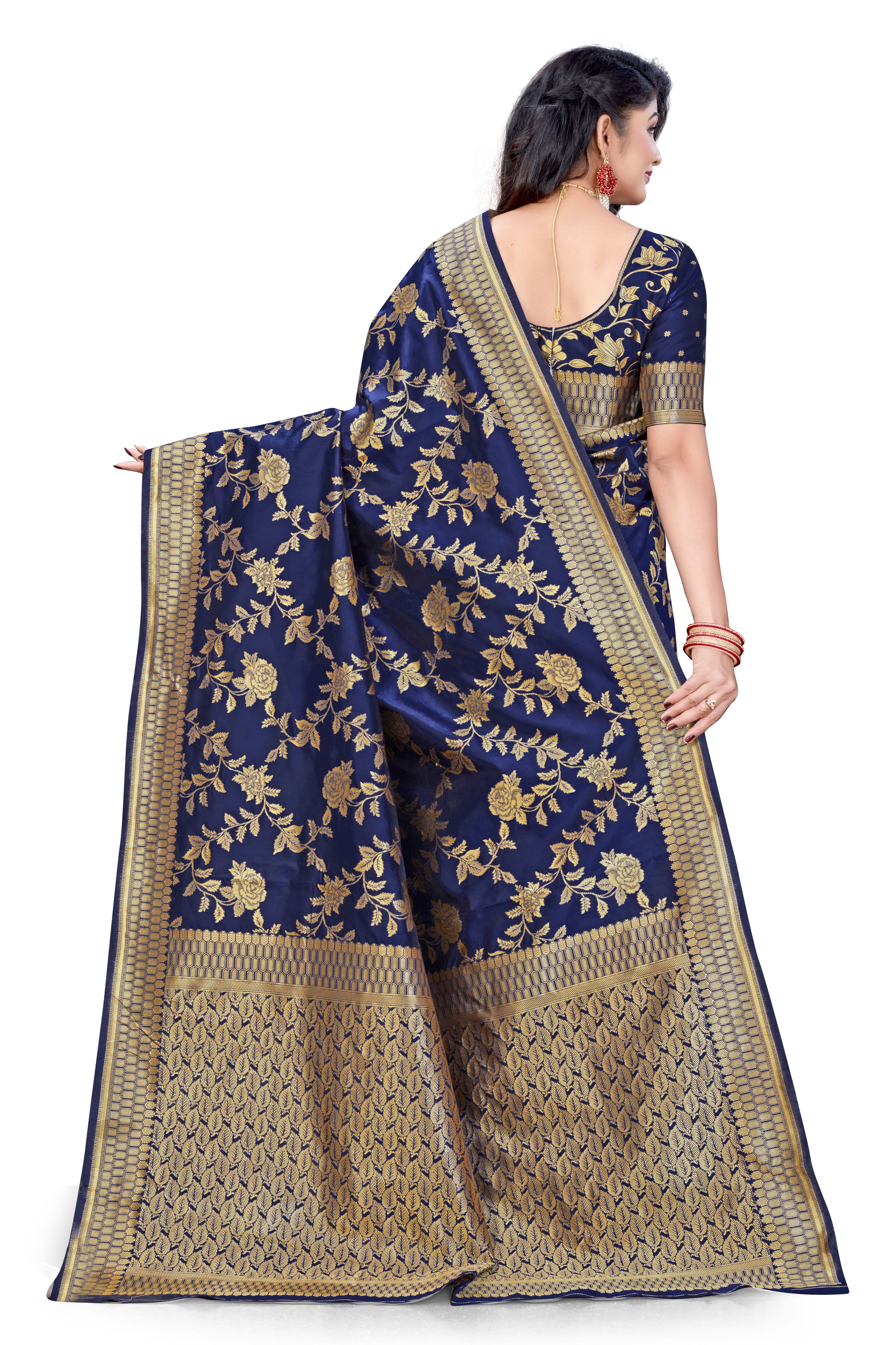 Glamorous Women's Banarasi Silk Saree With Unstitched Blouse Piece