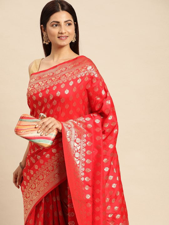 Woven Design Ethnic Motifs Zari Art Silk Banarasi Saree